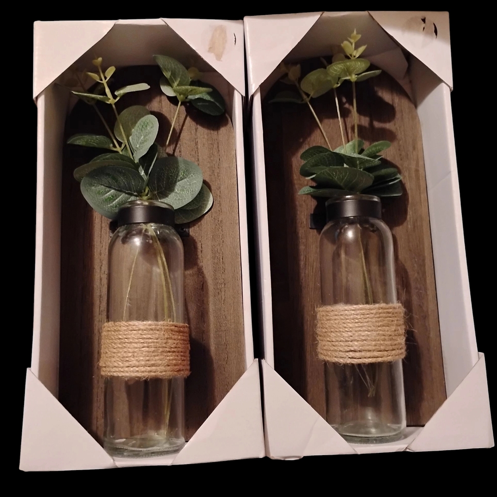 Rustic Glass Vase with Faux Greenery